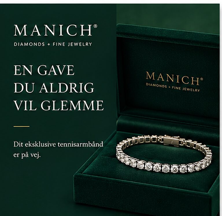 Mørkegrøn side af MANICH Gaveløftet med tennisarmbånd i grøn smykkeæske